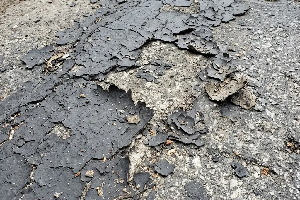 Sealer flaking away where too many coats have built up
