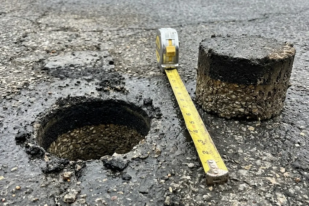 A core taken from a lot to check the condition of the base