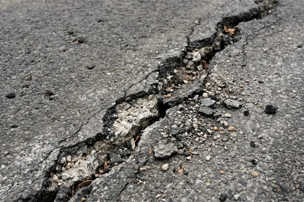 A crack noticeably wider after one Edmonton winter of freeze and thaw