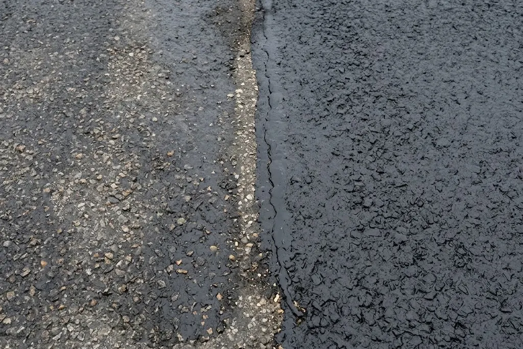 Two test areas showing coverage from a thinned and a full strength sealer