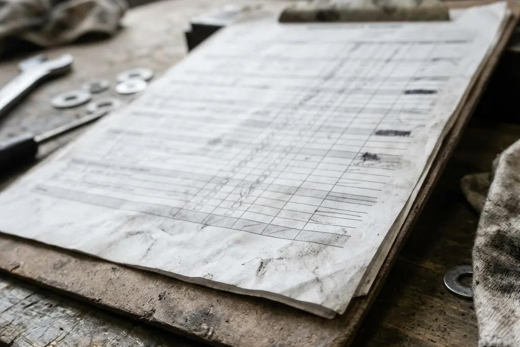 A written maintenance record listing inspections and work by date