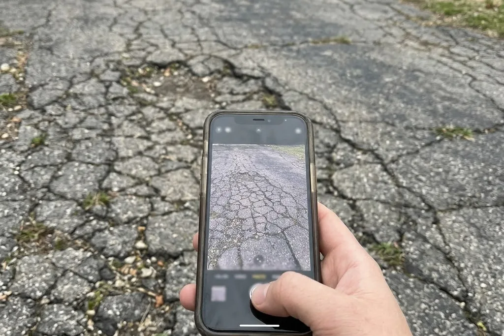 A photograph of a cracking pattern sent in before a site visit